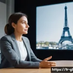 Home 22 국제비즈니스 자격시험 실기 면접 준비법 - A professional business presentation scene in a modern conference room set in Paris, featuring a wel...