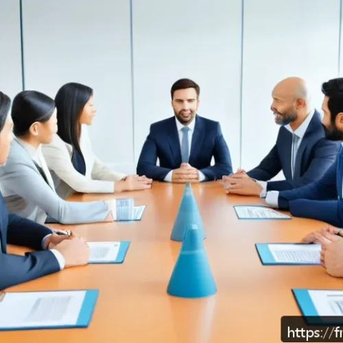 Home 30 국제비즈니스 이론과 실무 균형 맞추기 - A professional international business negotiation scene featuring diverse multicultural participants...