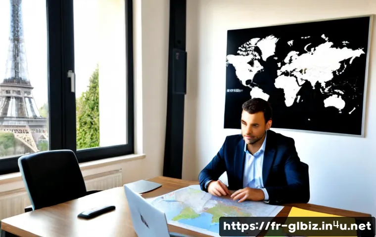 Home 30 국제비즈니스 직무와 경력개발 차이점 - Photorealistic modern Paris business office, a French international business professional in smart c...